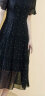 莎妮朵罗大码女装胖妹妹夏装新品胖人显瘦款V领波点遮肚子雪纺连衣裙17142 黑色 3XL建议140-160斤穿着 实拍图