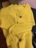 深呼吸DEEP BREATH女装V领纽扣宽松纯羊毛针织开衫女A400676 黄 S (2码) 实拍图