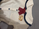 幼歌（YOUGE） 婴幼儿泰迪熊学院风套装儿童可爱口袋海军领上衣百褶裙 米白上衣 100cm 晒单实拍图