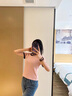 红蜻蜓纯棉短袖t恤女2025年夏季新款女装刺绣正肩短袖女打底女士上衣衫 粉色短袖 L 【建议105-120斤】 实拍图
