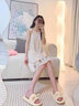 莫代尔夏季新款冰丝睡衣睡裙女无领吊带可爱仿丝性感韩版抹胸款家居服 主图款33763女款 L 165100-120斤 实拍图