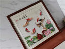 天尚喷画 荷花九鱼图客厅餐厅装饰画国画玄关过道走廊墙画壁画书房墙挂画 九鱼图-1红褐色外框 50*50书房推荐 MDF材质 实拍图