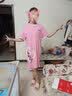 猫人（MiiOW）100%纯棉睡裙睡衣女士家居服圆领舒适透气简约夏夏套头短袖可外穿 涂鸦小猫粉 樱花粉 2XL 推荐（140-160斤） 实拍图