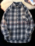 SWAMP AREA复古格子衬衫男春秋宽松休闲港风长袖衬衣外套CS006藏青M 实拍图