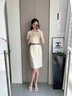 ZHR凉鞋女一字带气质粗高跟鞋女优雅风复古方头鞋子女 Y757 米色 37 实拍图