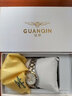 【明星推荐】冠琴（GUANQIN）情侣手表时尚防水石英机芯腕表夜光镶钻表间精钢带休闲防水复古系列手表 间金白面-双日历女款 实拍图