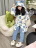 另约三层夹棉珊瑚绒睡袍女冬季2026年新款加厚长款宽松家居服睡衣套装 6345JI 蓝白格子兔 XL 实拍图