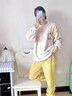 另约珊瑚绒睡衣女士秋冬季套装长袖加绒加厚保暖柔软舒适多巴胺家居服 88438 比耶小狗 杏黄 M 实拍图