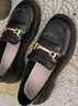 ZHR乐福鞋女春秋复古金属扣粗跟女鞋一脚蹬单鞋女两穿 AH352 黑色 38 实拍图