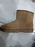意尔康女靴短筒棉鞋一脚蹬时尚短靴女简约轻便雪地靴 26322W 浅棕色 39  实拍图