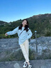 舒芳蝶（shufangdie）春装针织开衫两件套女高级感慵懒风盐系穿搭毛衣垂感阔腿裤套装潮 蓝色毛衣+杏色阔腿裤 M 实拍图