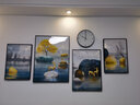 好久不见客厅装饰画现代简约沙发背景墙壁画轻奢大气四联组合挂画 石来运转(含挂钟) 中组合(建议2.5-3米墙)金属黑框 实拍图