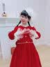 小咔衣浓女童晚礼服小主持人长袖冬季红色公主长裙儿童高端钢琴演奏演出服 红色丝绒长裙+蝴蝶结 130 实拍图