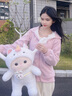 珍妮象变身戴帽兔子可爱毛绒玩具小白兔公仔玩偶可爱女孩抱生日礼物娃娃 独角兽背包兔 胖版全长约45厘米 实拍图