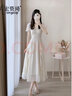 宏资琦连衣裙2025夏季新款女装收腰显瘦小个子法式设计感仙女长裙子夏天 白色 L 实拍图
