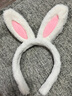 飞花 韩版兔耳朵毛绒发箍甜美可爱超萌头箍秋冬发卡洗脸化妆压发头饰 白色 1个 实拍图