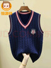 迪士尼（Disney）男童女童毛衣针织背心马甲春秋新款中大童儿童羊毛衫宝宝棉秋冬 藏青色 【纯棉款】 170 建议身高160-170厘米 实拍图