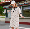 斐乐（FILA） FUSION潮牌女子连衣裙夏新款时尚宽松POLO领连身裙 乳糖色-BG 175/92A/XL 实拍图