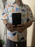 续即夏威夷风碎花衬衫男短袖海边沙滩度假男装冰丝宽松大码上衣服衬衣 白色 M 实拍图