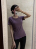 瑜伽少女瑜伽服女夏薄款高级感专业跑步运动套装速干时尚仙气健身服 紫色短袖+黑色长裤 M (95-110斤) 实拍图