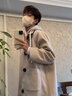 潮陣中长款毛呢大衣男春秋款过膝潮牌情侣风衣冬季潮牌连帽呢子外套 米色文艺男-1151 XL 实拍图