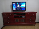 松园洛曼森 欧式实木电视柜小户型美式地柜卧室电视柜简约现代客厅视听柜 1.8十斗电视柜 棕红色 实拍图