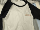 米子旗纯棉长袖t恤女春秋2025新款女装慵懒风学生宽打底衫上衣 （长）咖字3139左胸小 黑白色 M 100-110斤 实拍图