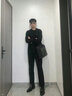 德赛（Desai）三接头手工休闲男鞋商务正装皮鞋男牛津增高英伦婚鞋 黑色 43  实拍图