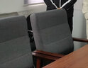 众琛 会议椅子实木办公椅麻将椅子会客椅布艺家用靠背椅棋牌室电脑椅 灰色细麻布 90-120度(含) 固定扶手 升级款 实拍图