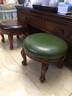 乐满庭美式实木小圆凳客厅泡茶凳子 复古茶几凳雕花小凳子皮凳圆形矮凳 实拍图