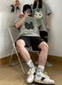 love legend情侣装夏季短袖t恤套装一男一女2024新款网红半袖上衣服学生定制 （猫咪）男灰绿+女灰绿 M 男+S女 实拍图