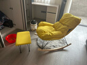 品洛梵  北欧网红摇椅懒人休闲躺椅家用轻奢摇摇椅客厅午睡阳台单人沙发 浅黄色+脚踏(绒布) 实拍图