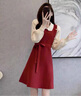 唐菓蜜针织连衣裙女2025秋冬新款女装韩版时尚百搭收腰显瘦新年红色裙子 红色 M 实拍图