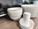 瓷雄景德镇玲珑瓷釉下彩餐具套装高级感碗碟套装家用碗盘高档乔迁送礼 釉下彩丨玲珑如意皮箱装 42头 实拍图