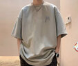 Foss Phil鹿皮绒短袖T恤男士夏季潮牌宽松上衣ins小众体恤男装TC021深灰L 实拍图
