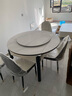 初屋 餐桌 岩板餐桌椅组合现代简约伸缩折叠圆桌家用小户型实木饭桌子 黑白色-雪山白岩板-101皮椅 1.2m 一桌四椅 实拍图