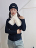 猪小耙（ZHUXIAOPA）平板毛绒围巾仿獭兔毛加厚保暖围脖女秋冬季百搭交叉简约围巾 米白色 88cm 实拍图
