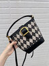 UR女包拼接女士包包2025新款菱格绣线单肩斜挎包小众高级手提水桶包 黑色 实拍图