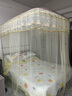 南极人（Nanjiren）升降导轨蚊帐U型导轨蚊帐三开门宫廷蚊帐不锈钢支架蚊帐架1.5x2米 新品幽梦刺绣-米黄色【A类母婴级帐纱】 150cm*200cm*210cm 高度可调节 实拍图