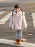 班喜迪女童外套秋装2026新款女宝宝加绒毛毛上衣秋季儿童加厚棉袄小童装 粉色 100 cm 实拍图