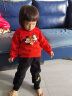 迪士尼童装男童红色套装恭贺新禧米奇红火年味卫衣套装抓绒 中国红+黑色 3岁/身高100cm 晒单实拍图