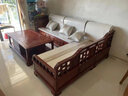 安邸红木家具非洲花梨（学名：刺猬紫檀）实木沙发新中式仿古客厅组合布艺转角贵妃沙发 转角贵妃（高箱薄坐垫） 五件套（三+贵妃+大几+单+角几） 实拍图