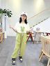 艾诺轮女童夏装套装中大童夏季女装儿童装女孩短袖t恤长裤两件套衣服 R兔套装-绿 120 建议身高105-115CM左右 实拍图