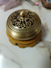 铜香炉黄铜熏香炉檀香家用室内沉香艾草艾灸焚香香薰炉蚊香盘托盒 【平底】+实木底座+48盘沉香 实拍图