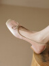 Carl Beck品牌法式小香风单鞋女2024春夏新款蝴蝶结芭蕾舞平底鞋软皮奶奶鞋 粉红色 39 晒单实拍图