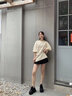 BJHG【徐新驰同款】 不计后果夏美式环保麂皮绒短袖上衣男宽松情侣T恤 卡其色 XL (140-160斤） 实拍图