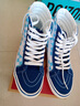 VANS范斯官方 SK8-Hi克莱因蓝棋盘格安纳海姆元气卡通风板鞋 蓝色/蓝白棋盘格 36 实拍图