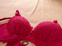 嗳妮嘉（AINIJIA） 无钢圈聚拢内衣文胸套装蕾丝性感深V调整型收副乳小胸内衣女胸罩 酒红色(单文胸) 34B=75B 实拍图