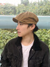 槿城帽子男英伦春夏百搭复古报童八角帽女秋冬潮鸭舌帽画家贝雷帽M192 咖啡色（棉）M192 M（56-58cm） 实拍图