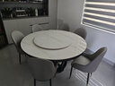 琛舍高端实木岩板餐桌椅组合现代简约意式大理石圆桌带转盘家用饭桌 中花白【加厚大理石】 1.5米 一桌六椅【带转盘】 实拍图
